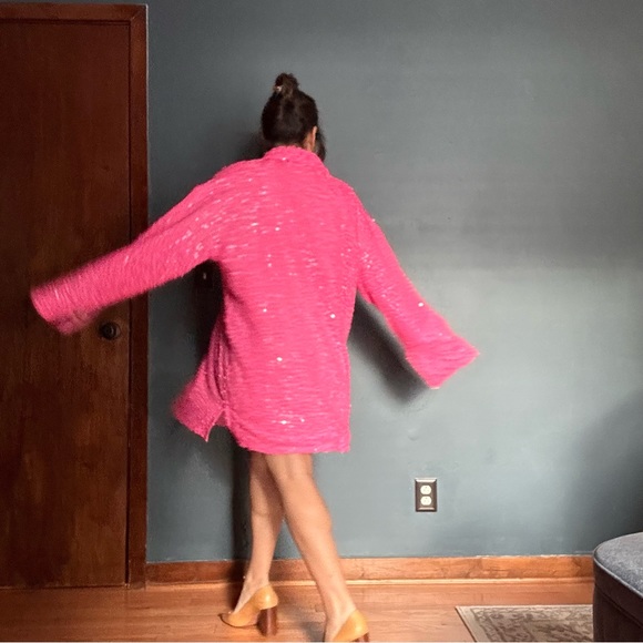 H&M neon pink sequin shirt dress - Picture 1 of 6